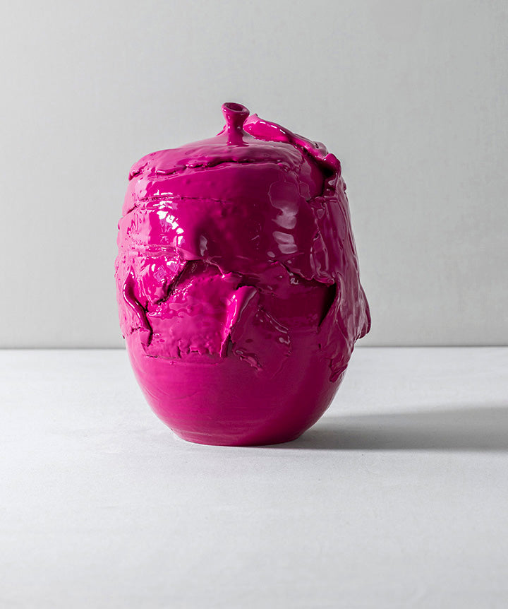 Wabi Sabi | Vintage ceramic object with strips of draped clay coated in a custom high gloss urethane-based paint.