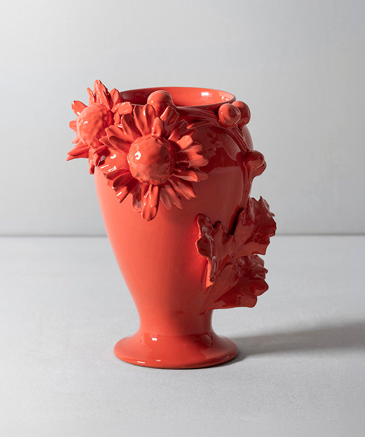 Jagged Flowers | Vintage porcelain vase with protruding jagged flowers coated in a custom high gloss urethane-based paint. 
